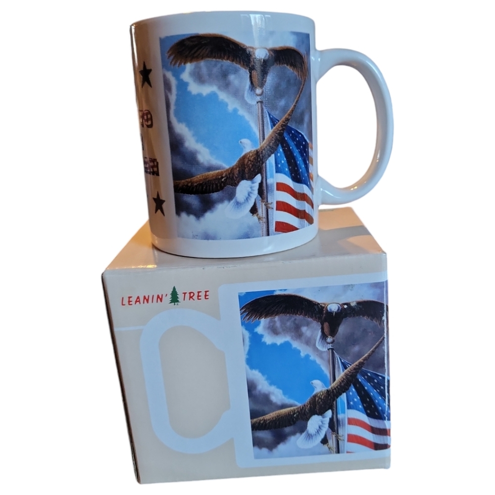Vtg 86 Leanin Tree Cyndi Nelson Patriotic Eagle Coffee Tea Mug Cup American